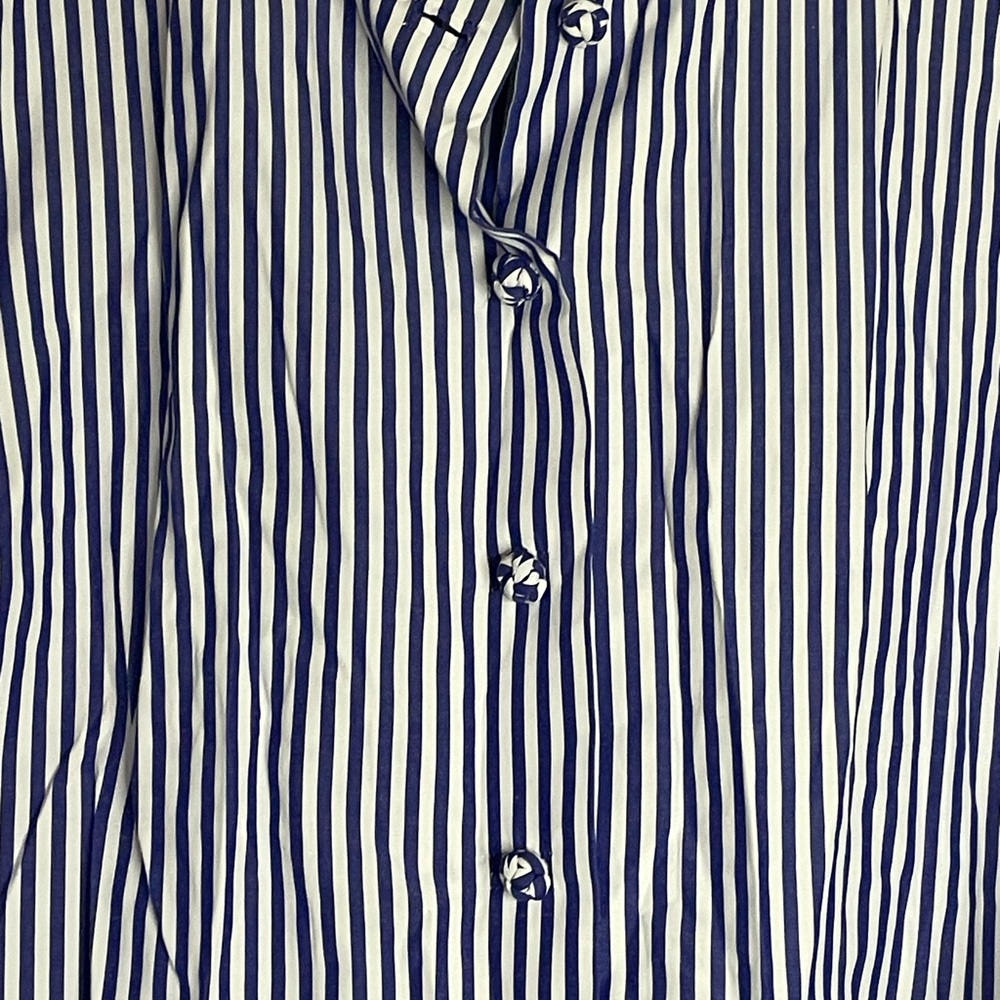 Gretchen Scott Designs Blue and White Striped Blouse